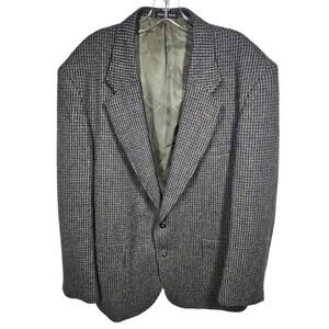 Vintage Woolrich Men's Wool Blend Blazer Sport Coat Gray Houndstooth Size L